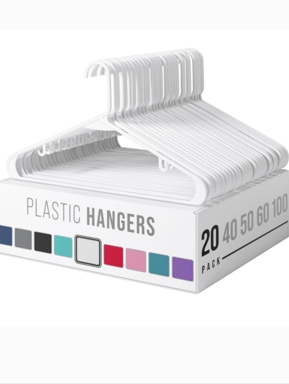 White Neutral Plastic Clothes Hangers Aesthetic Closet Organization - 24 Pack